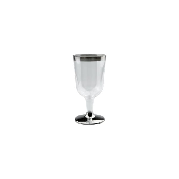 6 Pack Clear Silver Rim Wine Glass - 210ml