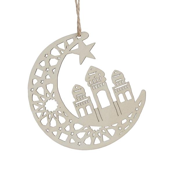 Assorted Silver Ramadan Hanging Moon Star Mosque Ornament - 10cm