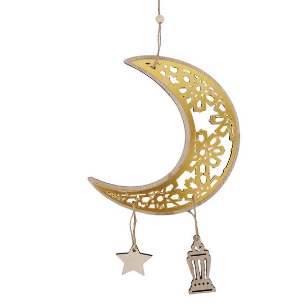 Gold Mdf Hanging Moon Ornament - 18cm x 25cm