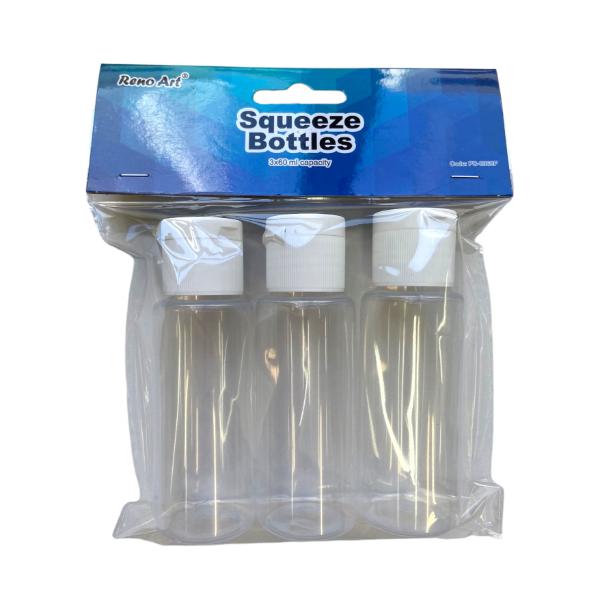 3 Pack Clear Flip Cap Squeeze Bottles - 60ml