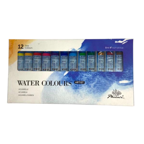 12 Pack Fine Water Colour Set - 8ml