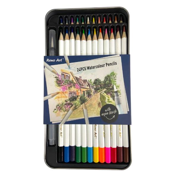 24 Pack Watercolour Pencil In Tin Box
