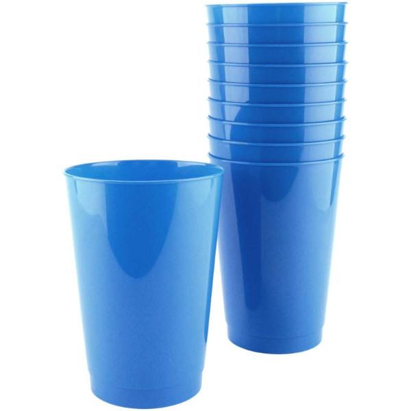 10 Pack Blue Reusable Cups - 380ml