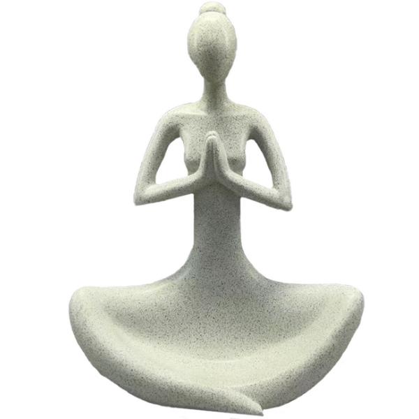 Grey Yoga Lady - 17cm x 24cm