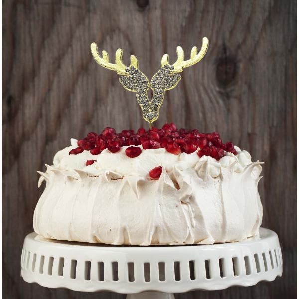 Diamante Gold Reindeer Cake Topper