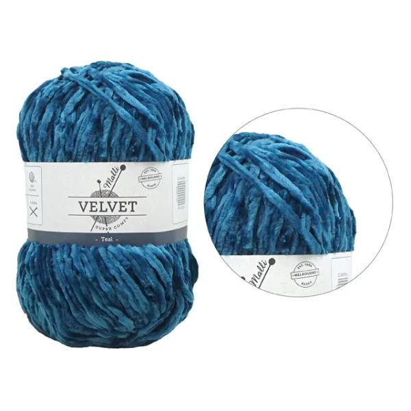 Teal Super Comfy Velvet Yarn - 100g