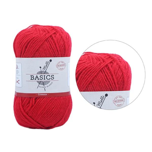 Crimson Red Super Blend Basic Yarn - 100g