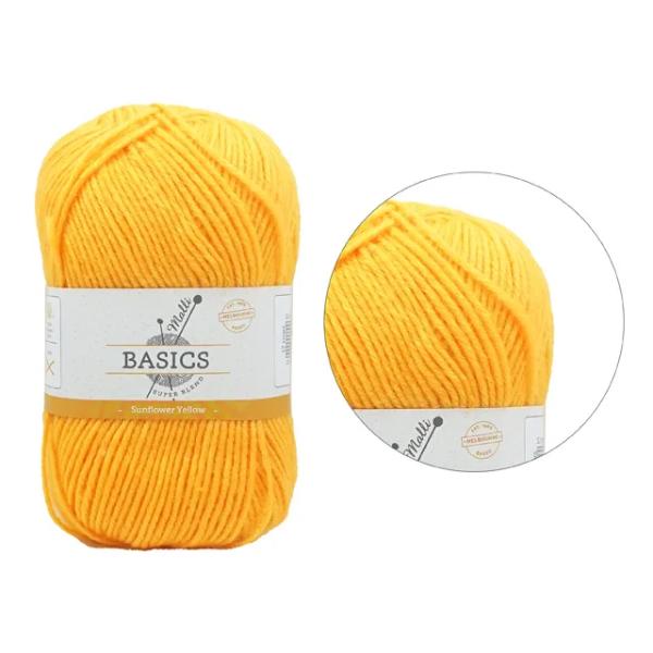 Sunflower Yellow Super Blend Basic Yarn - 100g