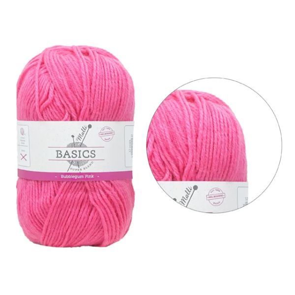 Bubblegum Pink Basic Super Blend Yarn - 100g