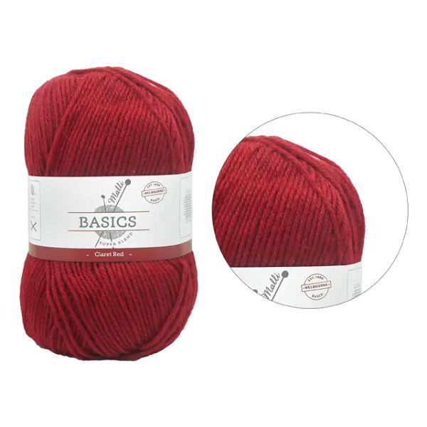 Claret Red Basic Super Blend Yarn - 100g
