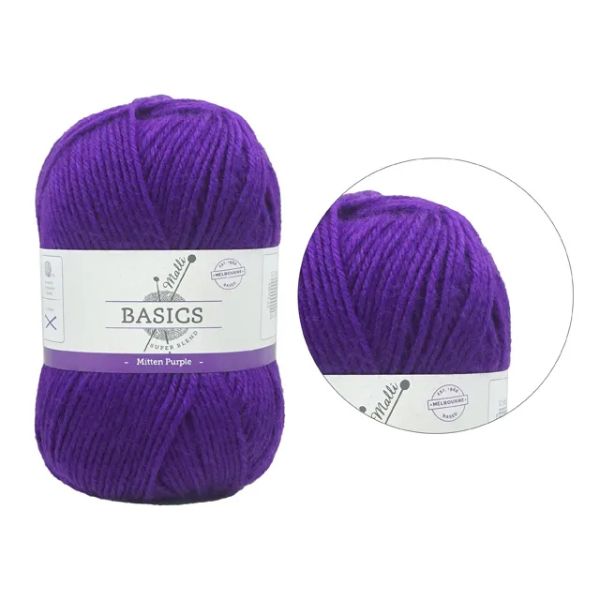 Mitten Purple Basic Super Blend Yarn - 100g