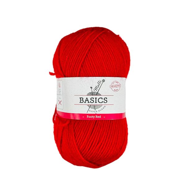 Footy Red Basic Super Blend Yarn - 100g