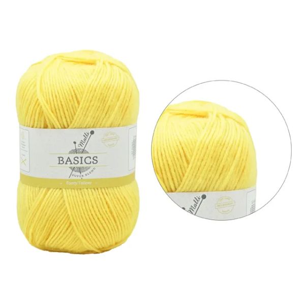 Footy Yellow Basic Super Blend Yarn - 100g