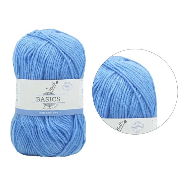 Footy Light Blue Basic Super Blend Yarn - 100g