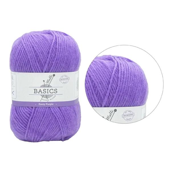 Footy Purple Super Blend Basic Yarn - 100g