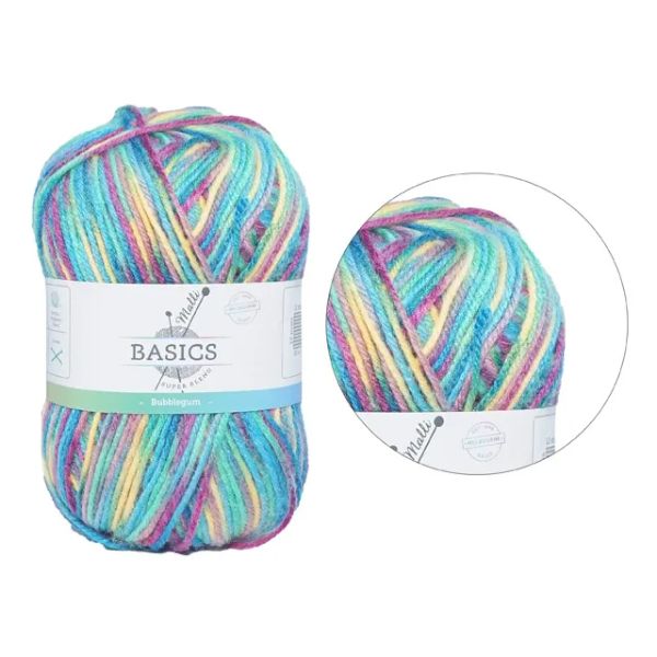Multi Bubblegum Basic Super Blend Yarn - 100g
