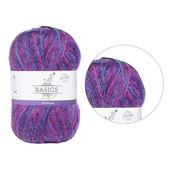 Multi Mix Berries Basic Super Blend Yarn - 100g