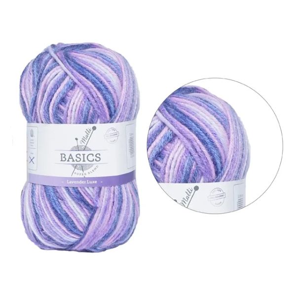 Multi Lavender Luxe Basic Super Blend Yarn - 100g