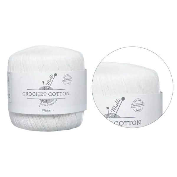 White Super Strength Crochet Cotton Yarn - 50g