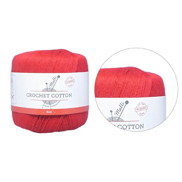 Red Super Strength Crochet Cotton Yarn - 50g