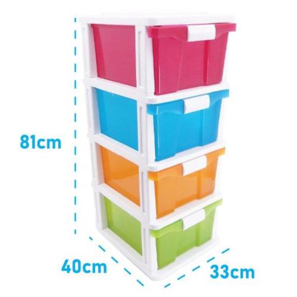 4 Multicolour Compartment Drawer - 81cm x 40cm x 33cm