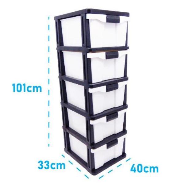 5 Black & White Drawer - 101cm x 33cm x 40cm