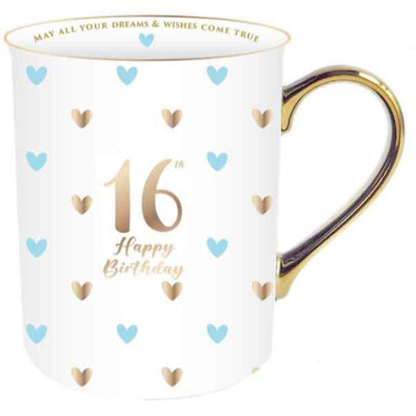 Sweet Heart 16th Mug With Gold Handle - 360ml