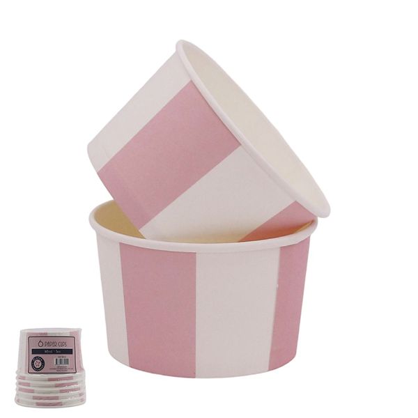 6 Pack Pink Striped Flavour Paper Cups