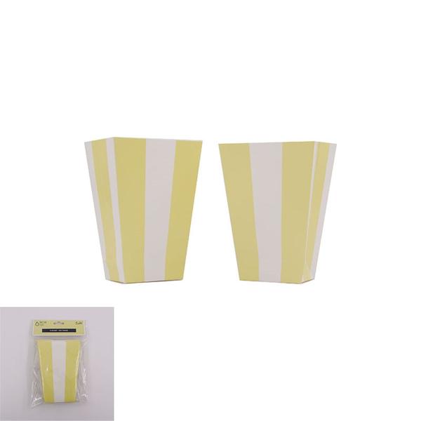 6 Pack Yellow Striped Favour Box - Top: 9.5cm x 6cm Bottom: 7cm x 4.4cm x 11cm