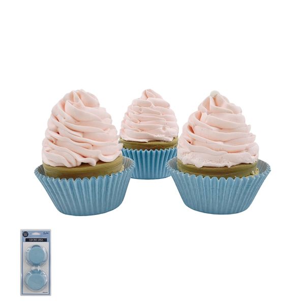100 Pack Blue Paper Cupcake Liners - 7.5cm x 5cm x 3cm