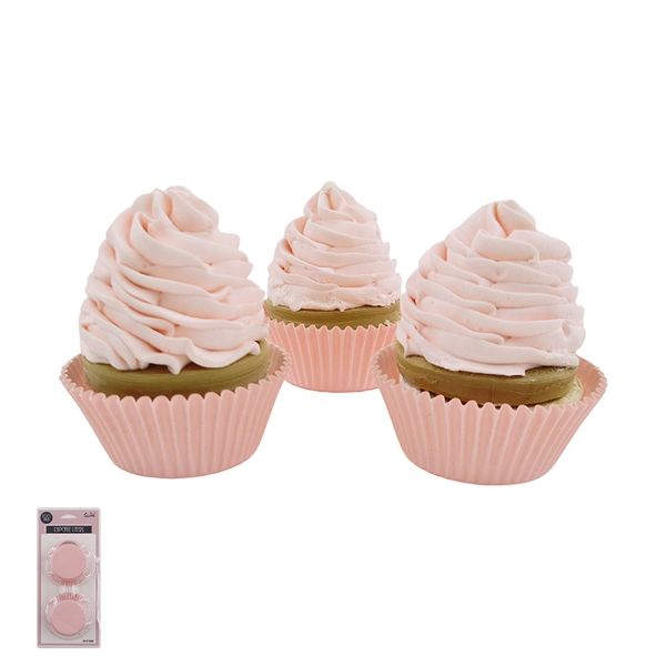 100 Pack Pink Paper Cupcake Liners - 7.5cm x 5cm x 3cm