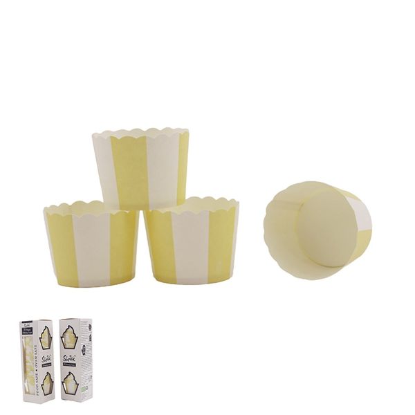 30 Pack Yellow Stripe Baking Cups