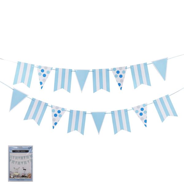 16 Sheet Blue Garland With Ribbon - 500cm