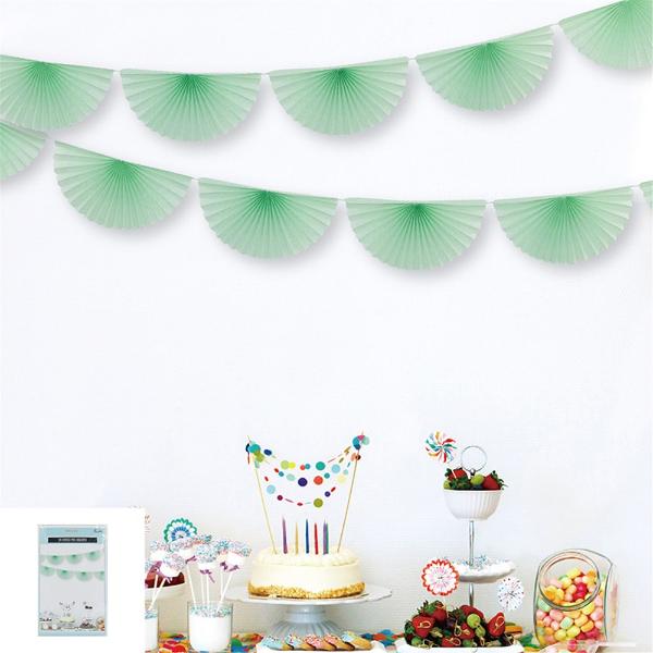 Mint Paper Fan Garland - 300cm