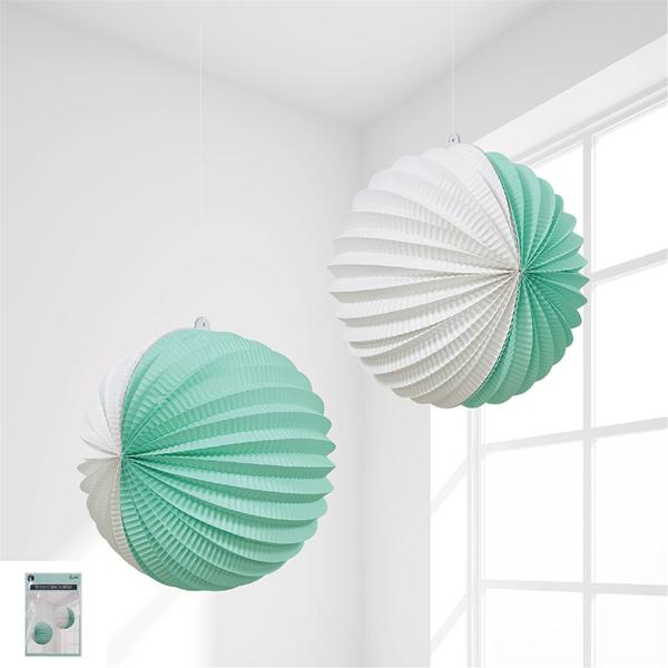 2 Pack Mint Accordion Lanterns - 25cm