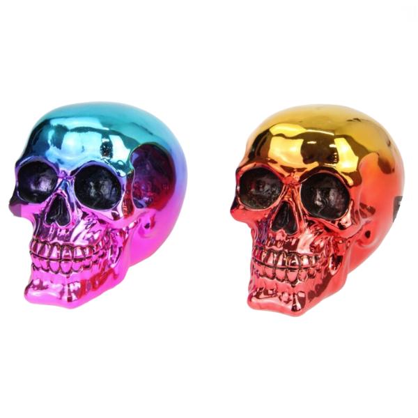 Electro Plated Look Skull - 14cm