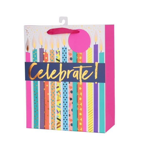 Large Birthday Candles Gift Bag - 26cm x 32cm x 12cm