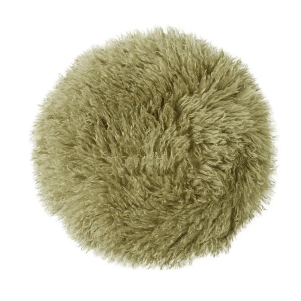 Pelaje Faux Fur Round Olive Cushion - 40cm