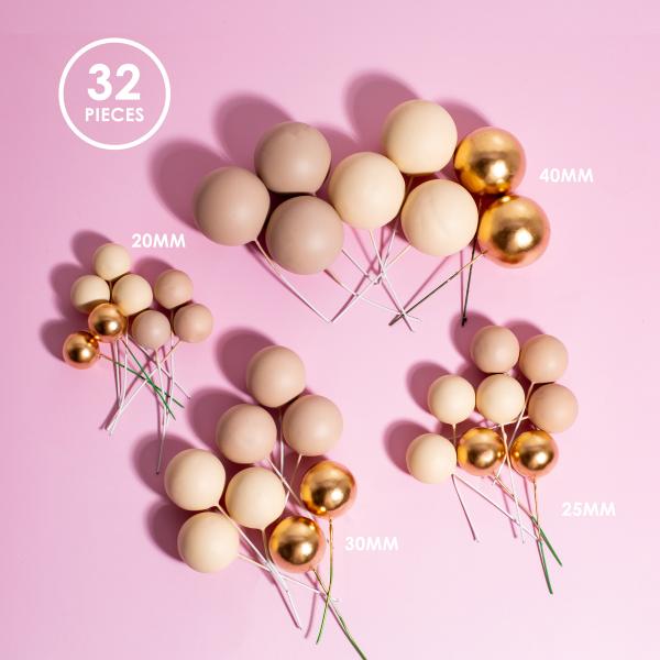 32 Pack Champagne Cake Ball Toppers Sprinks