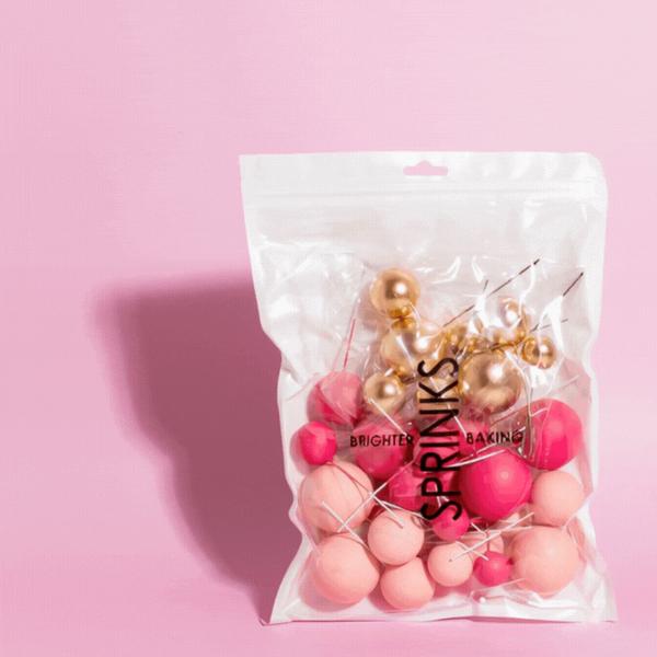 32 Pack Pretty In Pink Cake Ball Toppers Sprinks
