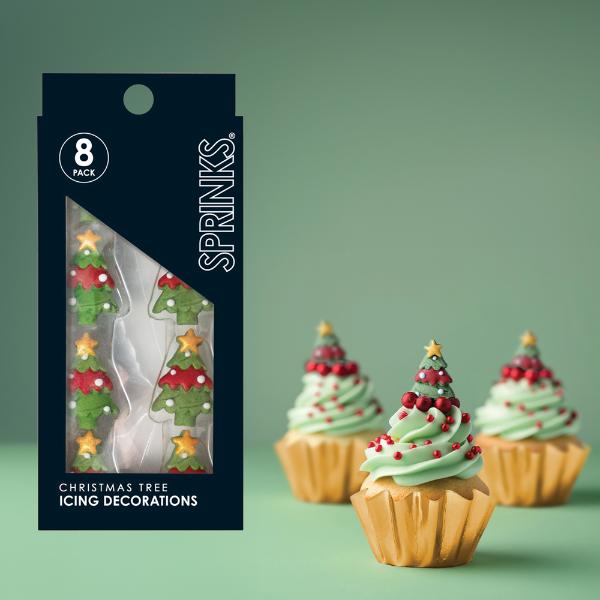 8 Pack Sprinks Christmas Trees Icing Decorations