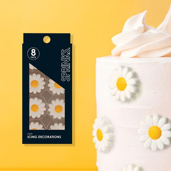 8 Pack Daisy Sprinks Icing Decoration