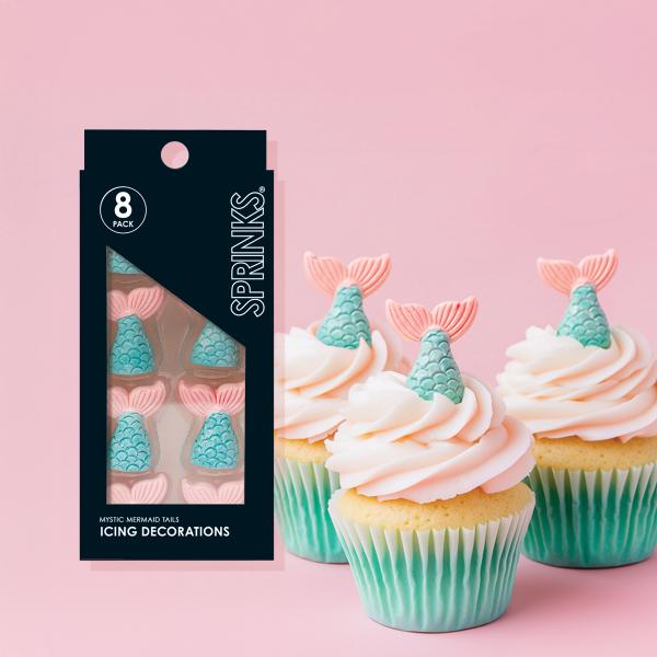 8 Pack Mermaid Tails Sprinks Icing Decorations