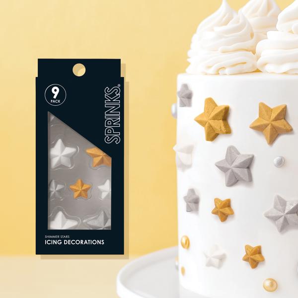 9 Pack Shimmer Star Sprinks Icing Decorations