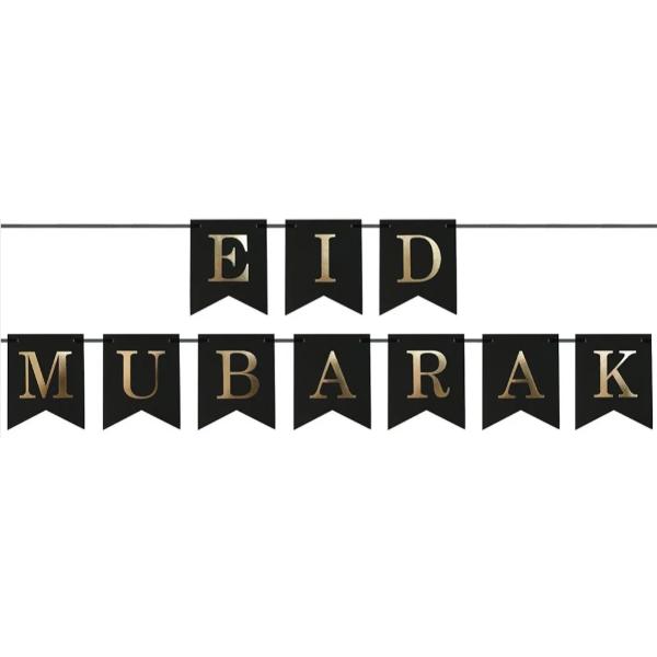 Black & Gold Print Eid Mubarak Banner