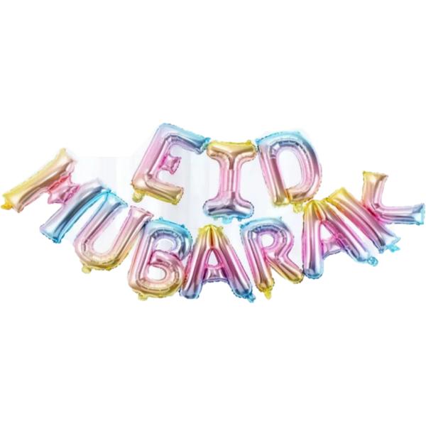 10 Pack Pastel Eid Mubarak Foil Balloon Banner