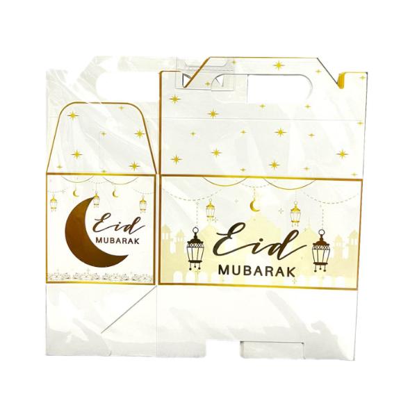 6 Pack White & Gold Eid Treat Box - 16cm x 9cm x 14cm