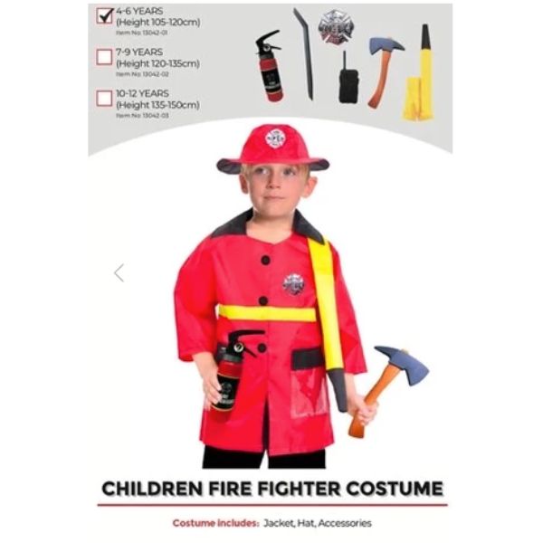 Kids Fire Fighter Costume - S (4-6 years)