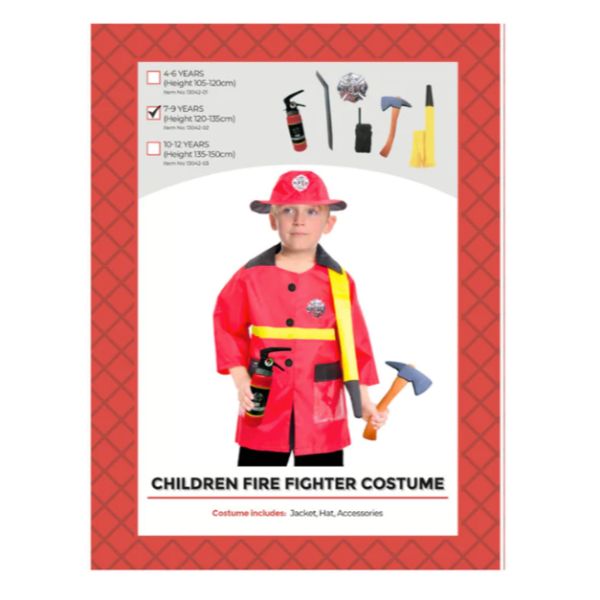 Kids Fire Fighter Costume - M (4-6 years)