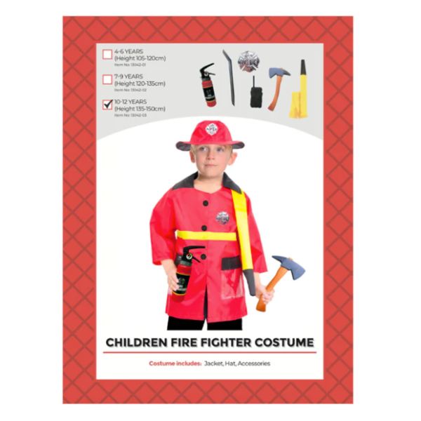 Kids Fire Fighter Costume - L (4-6 years)